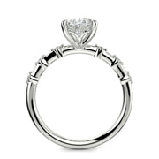 Ariana Oval Cut Pave 4 Prong Petite Engagement Ring Setting - Nivetta